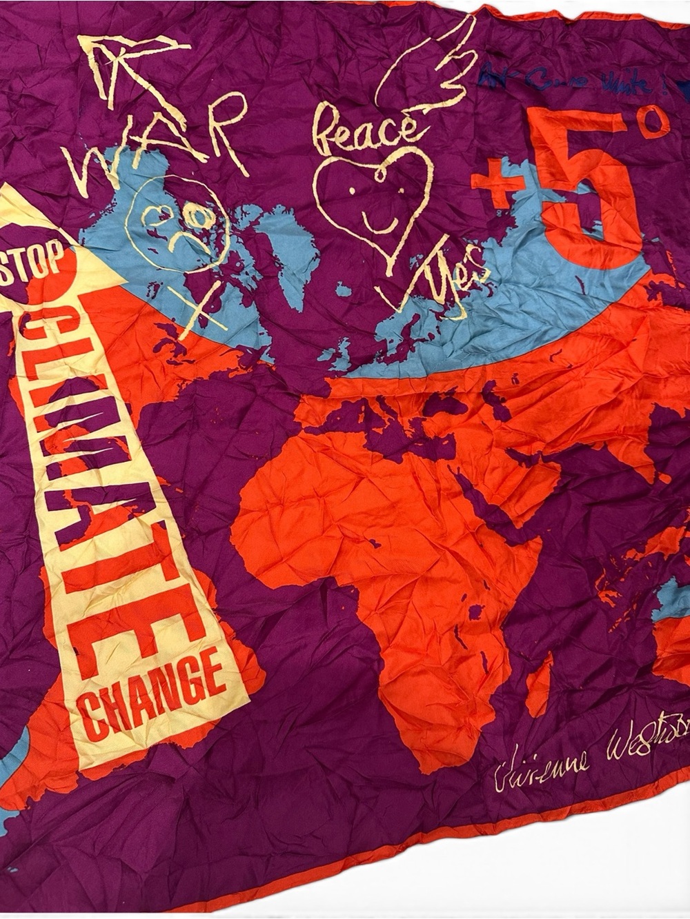 Vivienne Westwood Climate Change World Map Silk Scarf Activist Graphic